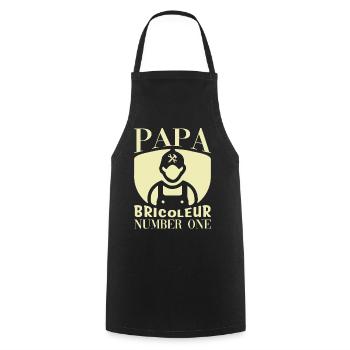 Papa bricoleur - Tablier de cuisine - noir - Devant - AI Model Male 185 dark (185cm)