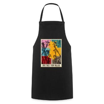 Malaga Spain City Skyline Stamp Colorful - Cooking Apron - black - Front - AI Model Male 185 dark (185cm)