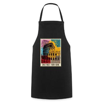 Rome Rome Italy City Skyline Stamp Colorful - Cooking Apron - black - Front - AI Model Male 185 dark (185cm)