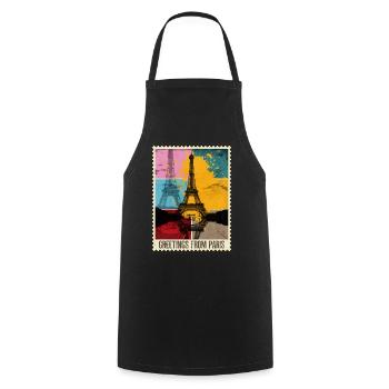 Paris Frankreich Stadt Skyline Briefmarke - Kochschürze - Schwarz - Vorne - AI Model Male 185 dark (185cm)