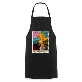 Lyon France Ville Skyline Timbre Coloré - Tablier de cuisine - noir - Devant - AI Model Male 185 dark (185cm)