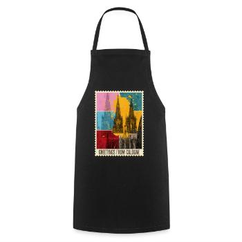 Cathédrale de Cologne Allemagne Timbre d’horizon de la ville - Tablier de cuisine - noir - Devant - AI Model Male 185 dark (185cm)