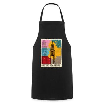 Augsburg Germany City Skyline Postage Stamp Colorful - Cooking Apron - black - Front - AI Model Male 185 dark (185cm)