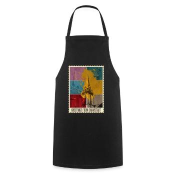 Darmstadt Allemagne City Skyline Stamp - Tablier de cuisine - noir - Devant - AI Model Male 185 dark (185cm)