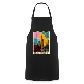 Frankfurt Germany City Skyline Stamp - Cooking Apron - black - Front - AI Model Male 185 dark (185cm)