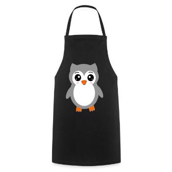 gray owl - Cooking Apron - black - Front - AI Model Male 185 dark (185cm)