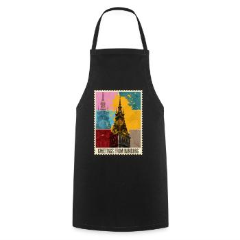 Hambourg Allemagne City Skyline Stamp - Tablier de cuisine - noir - Devant - AI Model Male 185 dark (185cm)