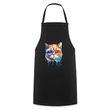 Coole kleine Gamer Katze Für Katzenliebhaber Bunt - Kochschürze - Schwarz - Vorne - AI Model Male 185 dark (185cm)