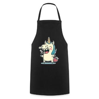 Unicorn Ugly Colorful Cute Cute Cartoon Comic - Cooking Apron - black - Front - AI Model Male 185 dark (185cm)
