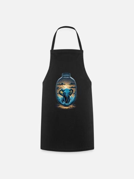 Elefant Flasche - Kochschürze - Schwarz