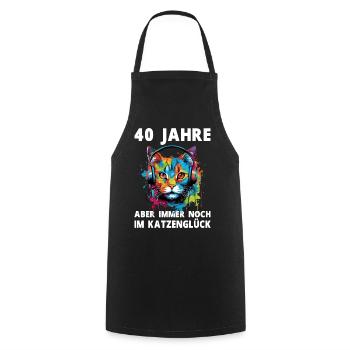 Katze 40 Geburtstag Katzen Katzenliebhaber Spruch - Kochschürze - Schwarz - Vorne - AI Model Male 185 dark (185cm)