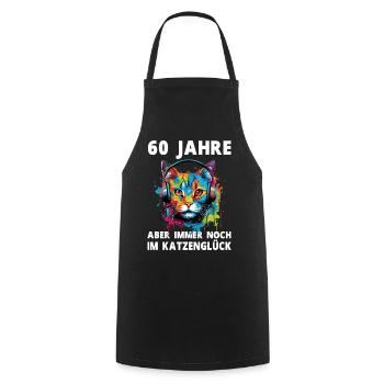 Katze 60 Geburtstag Katzen Katzenliebhaber Spruch - Kochschürze - Schwarz - Vorne - AI Model Male 185 dark (185cm)