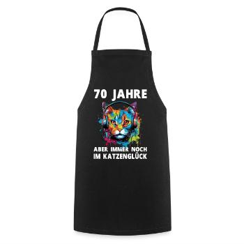 Katze 70 Geburtstag Kater Katzen Spruch - Kochschürze - Schwarz - Vorne - AI Model Male 185 dark (185cm)