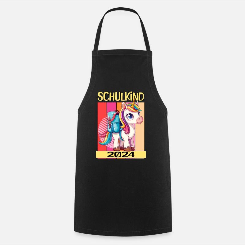 Schulkind 2024 Einhorn Einschulung Schule Schüler - Kochschürze - Schwarz