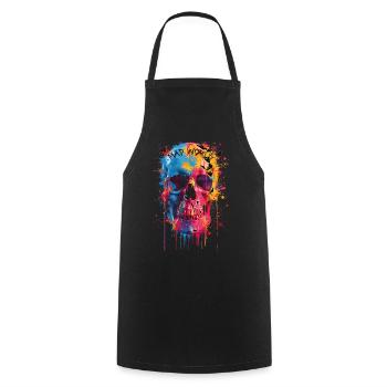 Dark Skull -Totenkopf, Horrormotiv - Kochschürze - Schwarz - Vorne - AI Model Male 185 dark (185cm)
