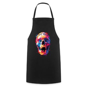 Dark Skull -Totenkopf, Horrormotiv - Kochschürze - Schwarz - Vorne - AI Model Male 185 dark (185cm)