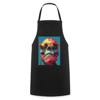 Hippie Skull - Totenkopf - Kochschürze - Schwarz - Vorne - AI Model Male 185 dark (185cm)
