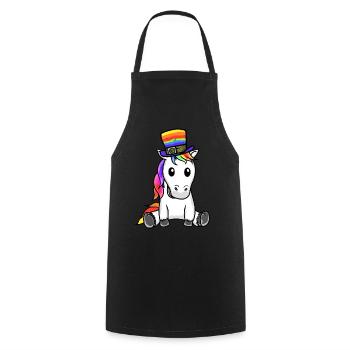 LGBT Arc-en-ciel Licorne Arc-en-ciel Drapeau Gay Pride - Tablier de cuisine - noir - Devant - AI Model Male 185 dark (185cm)