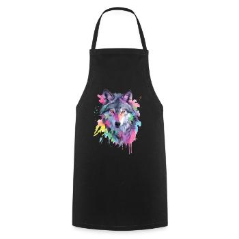 Wolf Wolf Head Predator Forest Nature Wilderness Art - Cooking Apron - black - Front - AI Model Male 185 dark (185cm)