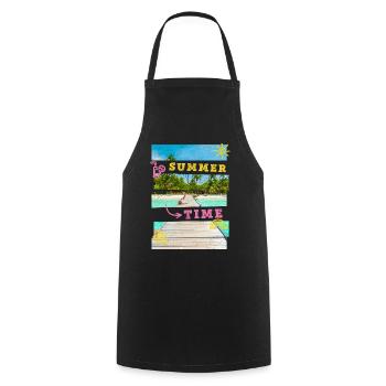 Été Plage Mer Palmiers Vacances Été - Tablier de cuisine - noir - Devant - AI Model Male 185 dark (185cm)