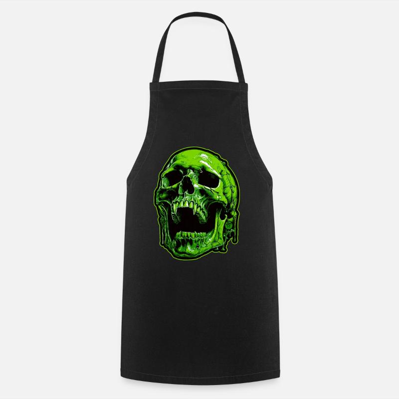 Green Vampire Skull - Cooking Apron - black