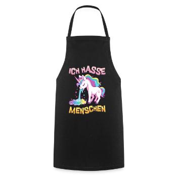 Ich Hasse Menschen Einhorn Kotzt Regenbogen Lustig - Kochschürze - Schwarz - Vorne - AI Model Male 185 dark (185cm)