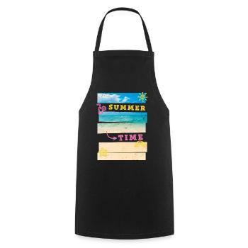 Summer Beach Sea Palm Trees Vacation Summer Time - Cooking Apron - black - Front - AI Model Male 185 dark (185cm)
