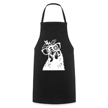 Drôle de poulet avec bandana Art - Tablier de cuisine - noir - Devant - AI Model Male 185 dark (185cm)
