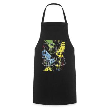 Kreatives Street Art Design Neonfarben Pro Gamer - Kochschürze - Schwarz - Vorne - AI Model Male 185 dark (185cm)