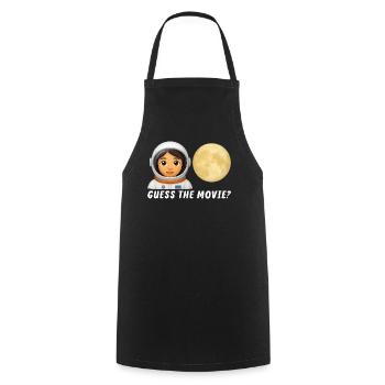 Astronaut and Full Moon Illustration - Cooking Apron - black - Front - AI Model Male 185 dark (185cm)