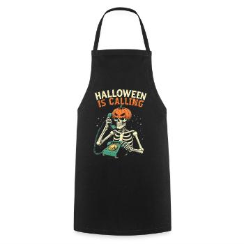 Halloween Skelett mit Kürbis - Kochschürze - Schwarz - Vorne - AI Model Male 185 dark (185cm)