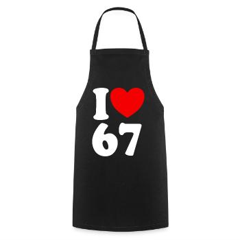 Fun 67 Zahl 6-7 I Herz 6 7 Sechs Sieben - Kochschürze - Schwarz - Vorne - AI Model Male 185 dark (185cm)