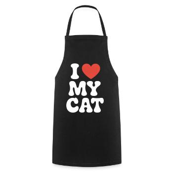 I Love My Cat Ich Liebe Meine Katze - Cooking Apron - black - Front - AI Model Male 185 dark (185cm)
