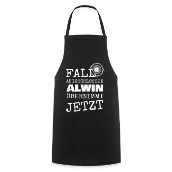 First name Alwin - Cooking Apron - black - Front - AI Model Male 185 dark (185cm)