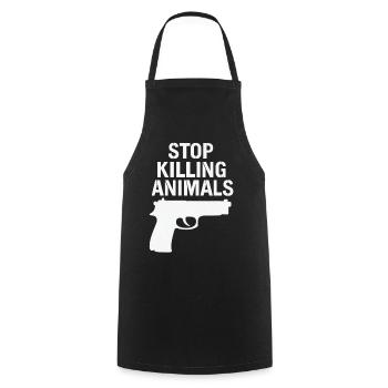 Stoppt Tiermord – Statement Shirt - Kochschürze - Schwarz - Vorne - AI Model Male 185 dark (185cm)