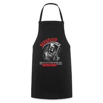 Professionally, I've always wanted something to do with people - Cooking Apron - black - Front - AI Model Male 185 dark (185cm)