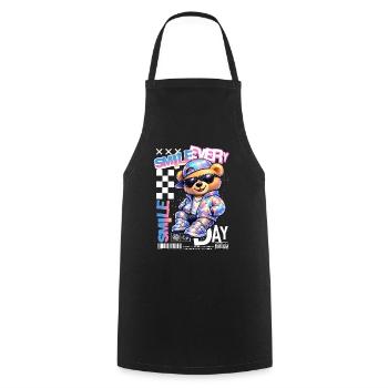 Colorful Bear Style Smile Every Day - Cooking Apron - black - Front - AI Model Male 185 dark (185cm)