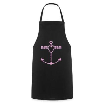Heart Anchor Wave Design - Cooking Apron - black - Front - AI Model Male 185 dark (185cm)