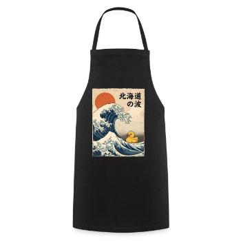 Grande vague japonaise de canard en caoutchouc style Hokkaido - Tablier de cuisine - noir - Devant - AI Model Male 185 dark (185cm)