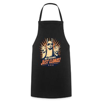 No Drama Just Llama Cool Retro - Cooking Apron - black - Front - AI Model Male 185 dark (185cm)