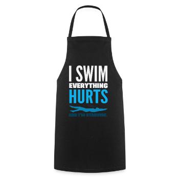 Lustige Schwimmer Sprüche & Schwimmverein Design - Kochschürze - Schwarz - Vorne - AI Model Male 185 dark (185cm)