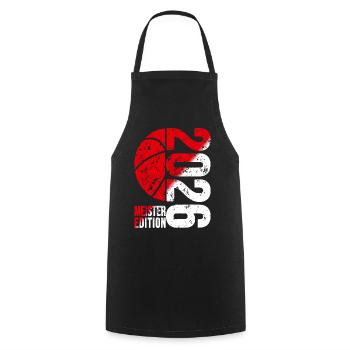 Basketball Meister Edition 2026 in rot und weiß - Kochschürze - Schwarz - Vorne - AI Model Male 185 dark (185cm)