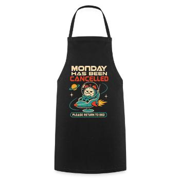 Monday was cancelled – Back to bed - Cooking Apron - black - Front - AI Model Male 185 dark (185cm)