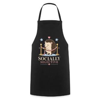 Socially selective hedgehog with humor - Cooking Apron - black - Front - AI Model Male 185 dark (185cm)
