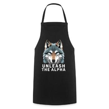  Unleash The Alpha Wolf Motivationsspruch Alpha - Kochschürze - Schwarz - Vorne - AI Model Male 185 dark (185cm)