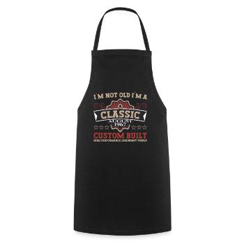 Born in 1967 Classic Birthday Gift August - Cooking Apron - black - Front - AI Model Male 185 dark (185cm)