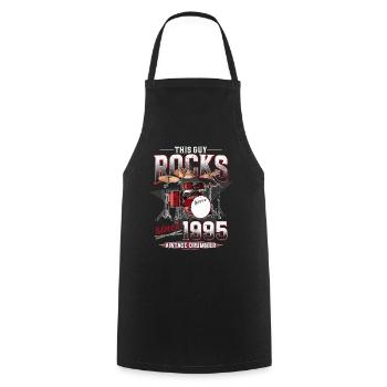 1995 Vintage Drum Drummer Anniversaire - Tablier de cuisine - noir - Devant - AI Model Male 185 dark (185cm)