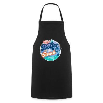 Beach Fashion - Life is better at the Beach - Cooking Apron - black - Front - AI Model Male 185 dark (185cm)