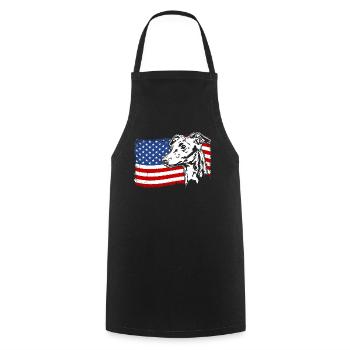 Italian Greyhound America Flag Dogs - Cooking Apron - black - Front - AI Model Male 185 dark (185cm)