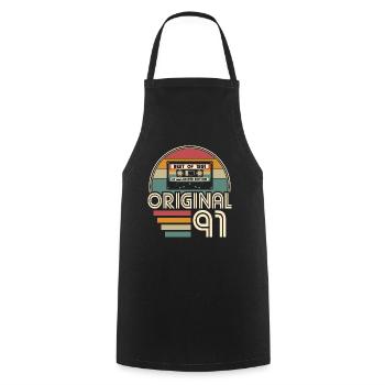 Vintage 1991 born Original 1991 Birthday - Cooking Apron - black - Front - AI Model Male 185 dark (185cm)
